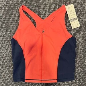 NWT! Sweaty Betty -Coral and Navy Power Racerback Bra Tank Top-S